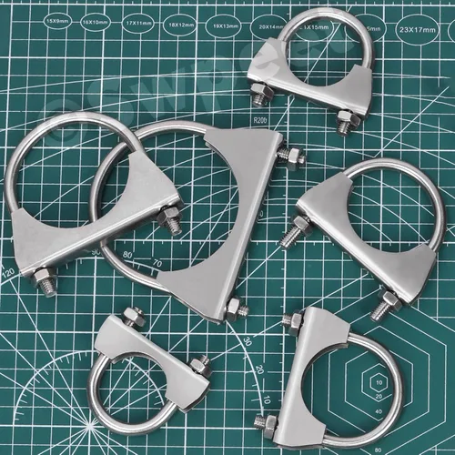 Vista 7 de Swpeet Kit de 2 abrazaderas en U de escape de 1.3 pulgadas, abrazaderas de acero inoxidable de 1-3/10 pulgadas, abrazaderas de silenciador en U