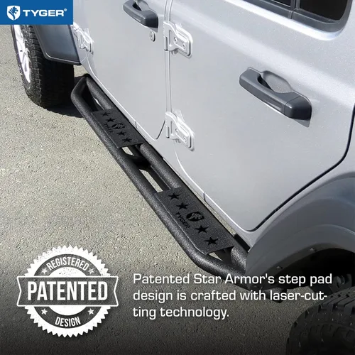 Vista 3 de Tyger Auto Star Armor compatible con Jeep Wrangler JL 2018-2026 de 4 puertas (no compatible con JK) TG-JA2J2288B Rieles laterales Nerf Bars