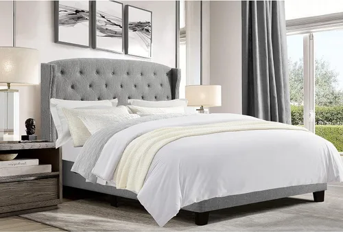 Vista 5 de Rosevera Noblesville - Cama tapizada, King, color carbón