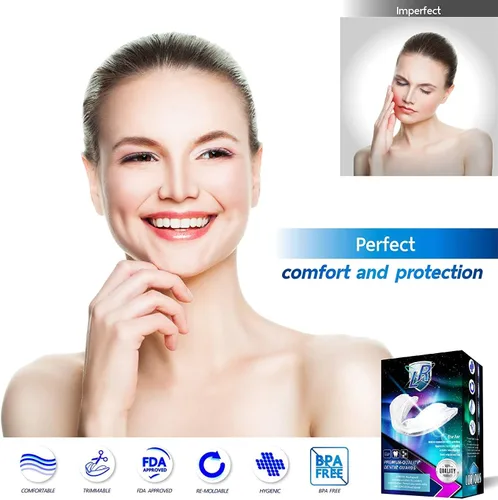 Vista 7 de Protector bucal, talla única, juego de 6 unidades, sin BPA, moldeable, personalizable y recortable, de grado médico, para rechinar los dientes