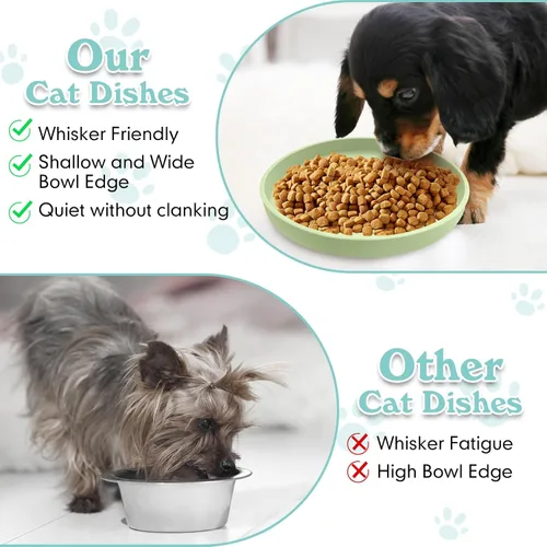 Vista 4 de Tazón de silicona poco profundo para perros, tazones de comida para gatos de 7 pulgadas, platos planos para cachorros, lindos platos para fatiga