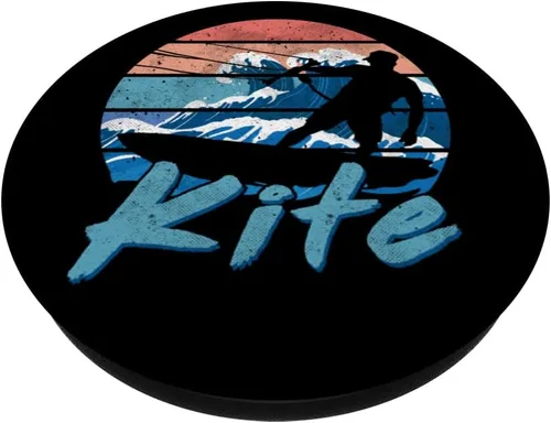 Vista 2 de Vintage Kite Kitesurf Kiteboard Kitesurfen Surf Kiteboarder PopSockets Swappable PopGrip