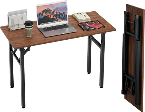 Vista 26 de TEMI Mesa de Computadora Pequeña Mesa Plegable - Escritorio de Oficina Plegable de 35.8", Sin Ensamblaje, Perfecto para Espacios Pequeños