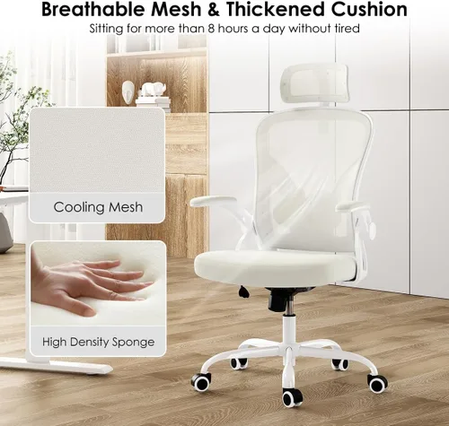 Vista 6 de Ergonomic Office Chair, Home Office Desk Chair with Headrest, High Back Computer Chair with Armrests and Adjustable Lumbar Support for Home Office