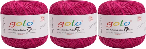 Golo 3 bolas de hilo de ganchillo tamaño 30, hilo de bordar y lana para tejer a mano para calados 045