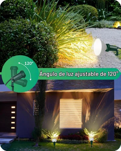 Vista 4 de EDISHINE Focos de 120 V para exteriores, cable de 6 pies, resistente a la intemperie, luces LED de estaca de inundación enchufables, bombilla E26