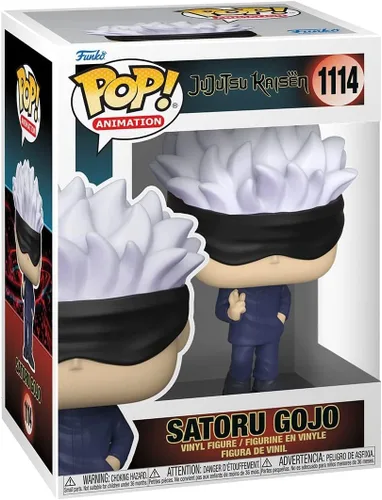 Vista 2 de POP Jujutsu Kaisen Satoru Gojo Funko Figura de vinilo (paquete con funda protectora de caja compatible), multicolor, 3.75 pulgadas