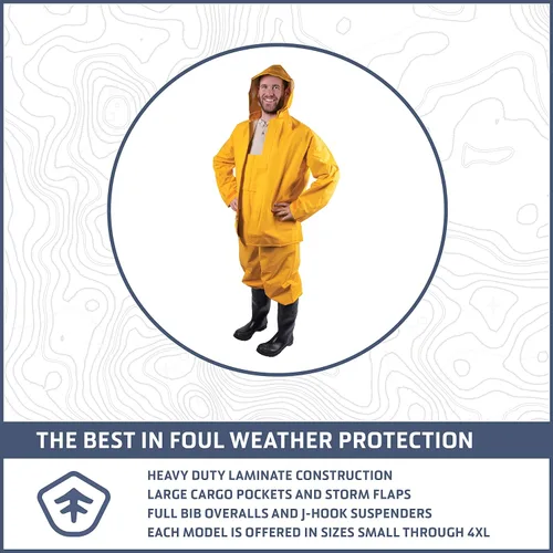 Vista 3 de Stansport mens Heavy Duty,bib Commercial Rainsuit Yellow