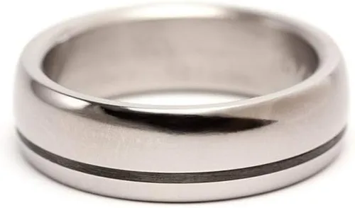 Vista 3 de Men's titanium and carbon fiber ring Unique and minimal wedding band. Water resistant hypoallergenic. (00334_7N)