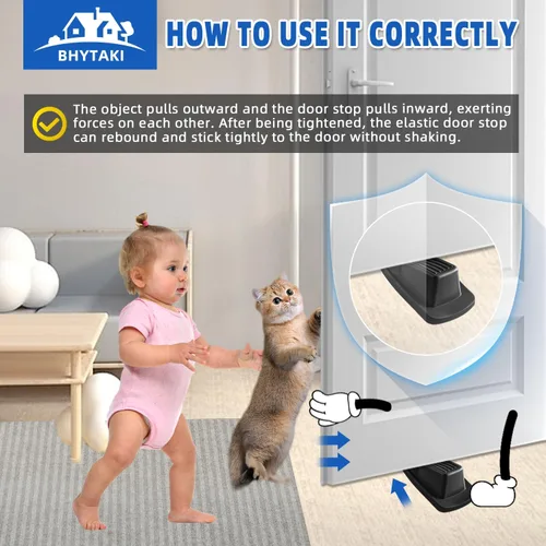 Vista 6 de Topes de puerta para la parte inferior de la puerta en el piso, cuñas de goma premium, topes de puerta de servicio pesado para alfombra, topes