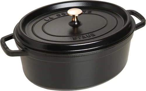 Vista 4 de Staub La Cocotte Oval 40500-236 Pico Cocotte Oval Gris 9.1 pulgadas (23 cm) Olla de hierro fundido esmaltada para Manos Izquierdas, Compatible