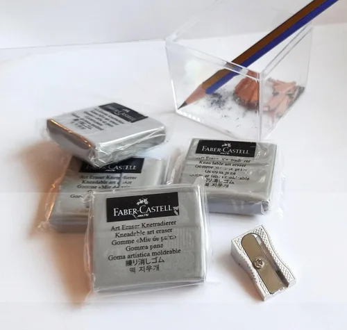 Vista 3 de Faber- Castell Grey - Gomas de borrar de calidad de artista profesional amasadas, color gris Castell
