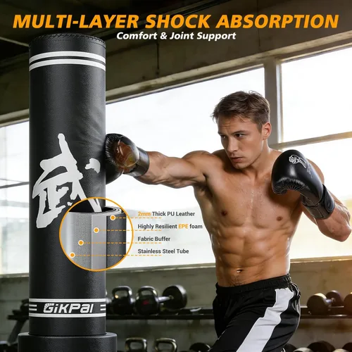 Vista 6 de GIKPAL Freestanding Punching Bag for Adults 67'' Heavy Boxing Bag with Boxing Gloves, No Spring Low-Noise Standing Bag for Home Office Kickboxing