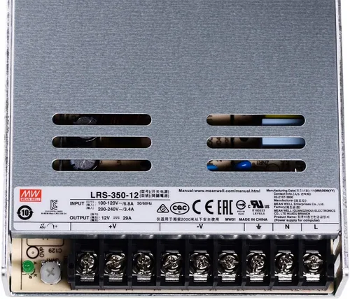 Vista 2 de Mean Well LRS-350-12 Fuente de alimentación conmutada DC 12V 29A 350W para CCTV, proyecto de computadora, impresora 3D, luz de tira LED, enrutador
