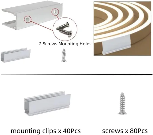 Vista 7 de Cuerda de luz de neón RGB de 32.8 pies con control remoto, tira de luces LED regulables e impermeables para interiores y exteriores, iluminación