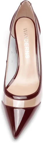 Vista 3 de WAYDERNS Zapatos de tacón bajo y grueso transparente para mujer, con puntera puntiaguda, de 2 pulgadas