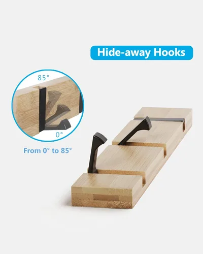 Vista 2 de JSVER Perchero de pared para colgar abrigos, ganchos para colgar en la pared con 3 ganchos retráctiles estándar, perchero que ahorra espacio