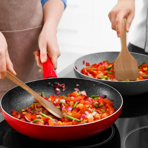 Vista 4 de KITEISCAT Cucharas de madera de acacia para cocinar: juego de utensilios de cocina y cocina de 5 piezas - espátula de madera, cuchara ranurada