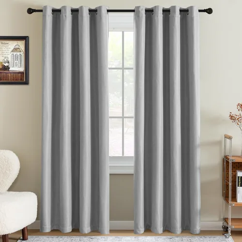 Vista 33 de H.VERSAILTEX Cortina de lino para oscurecer la habitación para dormitorio/sala de estar, cortinas opacas extra anchas de 100 x 84 pulgadas