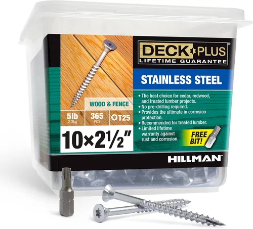 Vista 46 de Deck Plus Tornillos para valla y madera exterior con revestimiento epoxi de 2 pulgadas #8 x 2 Torx/Star Drive Incluido, rosca gruesa, tornillo Rojo