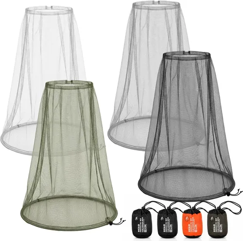 Vista 10 de HESTYA Paquete de 4 mosquiteros de malla para cabeza, cara, cuello, mosquitera, capucha de insectos y mosquitos, red que no se ve con bolsas