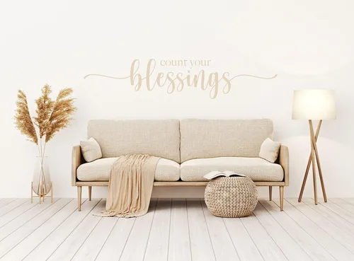 Vista 9 de Calcomanía de vinilo religioso para pared, cita inspiradora, cuenta tus bendiciones, decoración para el hogar o la iglesia para dormitorio, sala