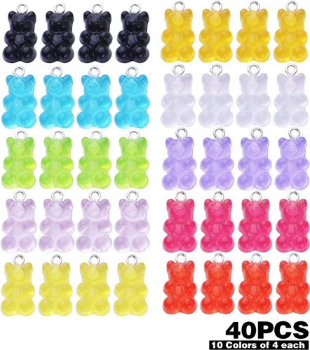 Vista 2 de Colorful Gummy Resin Bear Charms Pendants Candy Gummy Bear Charms Jewelry Making Finding Accessory for DIY Necklace Earrings Bracelet