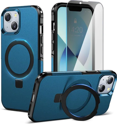 Vista 16 de jaroco Funda para iPhone 13, con [Protector de Pantalla de Privacidad] [Soporte Magnético con Patilla] [Compatible con MagSafe], Funda de Teléfono