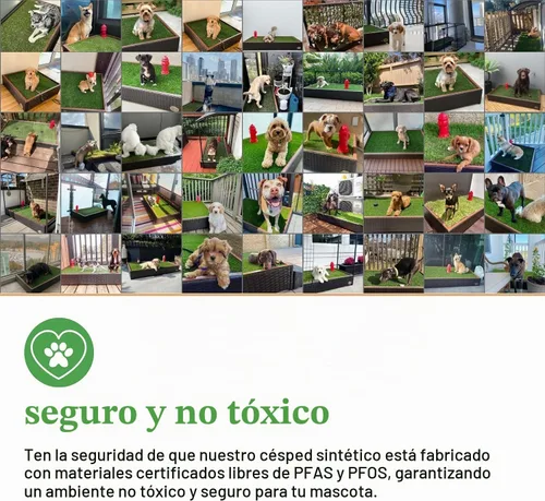 Vista 5 de Porch Potty Césped artificial para perros – Hierba para orinal para perros al aire libre – Almohadilla de orina para perro con orificio de drenaje