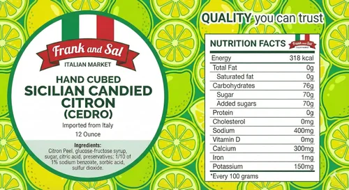 Vista 2 de Citron confitado siciliano en cubos de mano (Cedro) Recipiente de 12 onzas fresco nunca preempaquetado