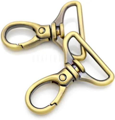 Vista 16 de CRAFTMEMORE 2 ganchos ovalados de metal resistente para puerta de empuje giratoria con cierre de langosta para llavero, accesorios para hacer Latón