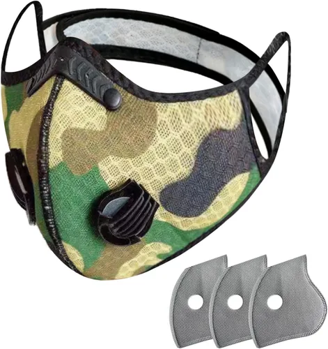 Vista 8 de FULIER Máscara facial antipolvo, antivaho para deportes al aire libre, reutilizable, protección facial