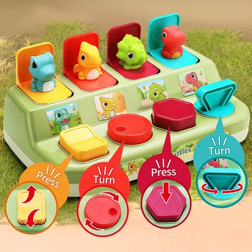 Vista 3 de Juguete Interactivo de Animales Saltarines para Bebé, Juguete de Causa y Efecto, Juguetes Infantiles de Aprendizaje Temprano para Clasificar