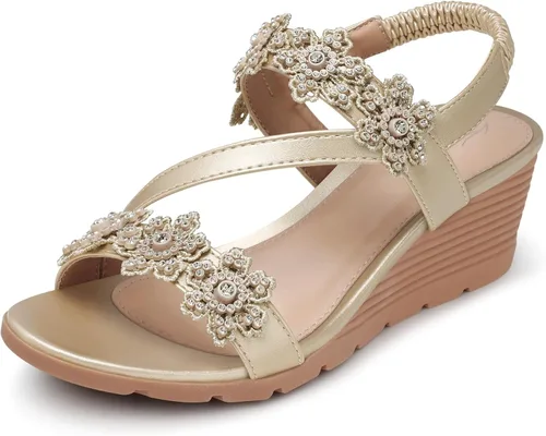 Vista 12 de SHIBEVER Womens Wedge Sandals: Well-Cushioned and Support for Comfortable Beige