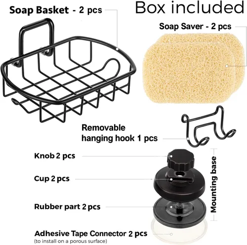 Vista 8 de HASKO - Juego de 2 jaboneras con ventosa para pared de ducha, acero inoxidable a prueba de óxido, soporte para jabón de ducha con ganchos, incluye