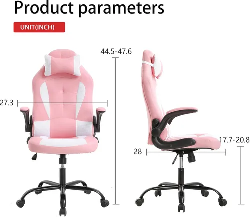 Vista 22 de PayLessHere Silla de escritorio para videojuegos, silla de oficina ergonómica con soporte lumbar, brazos acolchados, reposacabezas ajustables