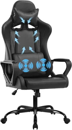 Silla de oficina estilo carreras, silla de oficina con respaldo alto, silla de escritorio de cuero, silla ejecutiva ergonómica, silla de videojuegos