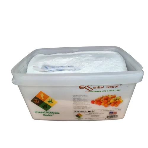 Vista 2 de Polvo de ácido ascórbico – 7 libras – Vitamina C, L-ascorbato o ácido L-ascórbico – C6H8O6 – Recipiente de PP de boca ancha sellado de seguridad