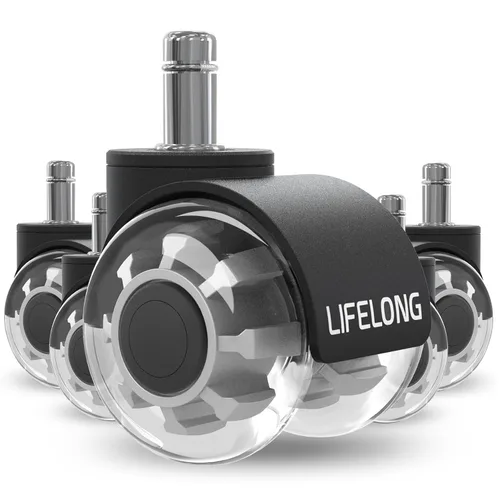 Vista 9 de Ruedas de silla de oficina de repuesto, negras, de alta resistencia, para alfombras y pisos de madera dura, juego de 5 unidades, ajuste universal