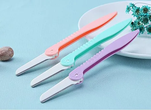 Vista 5 de WOIWO 1 paquete (total 3 piezas) para cara y cejas, kit de aseo de cuchillo de afeitar plegable