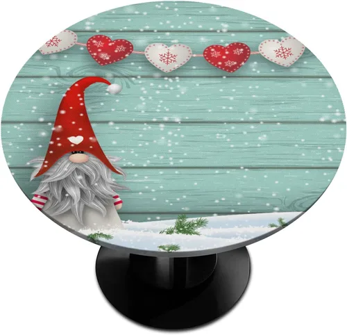 Vista 8 de Nisser Norway - Mantel redondo ajustable de Navidad de 45 a 56 pulgadas, mantel redondo impermeable lavable con bordes elásticos, decoración