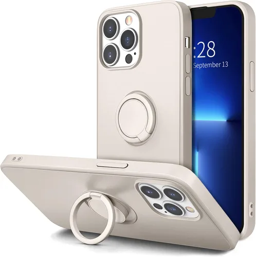 Hython Funda para iPhone 13 Pro con soporte de anillo [soporte de anillo giratorio de 360° con soporte magnético] [forro de microfibra suave] Funda