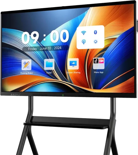 MWE Pizarra inteligente de 55 pulgadas, pizarra blanca interactiva electrónica con pantalla táctil 4K, cámara UHD integrada, aplicación abierta,