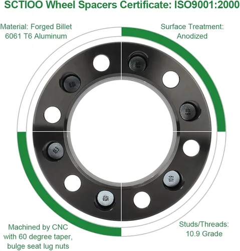 Vista 5 de SCITOO 4 espaciadores de rueda de 4 x 100 pulgadas, paso de rosca de 12 x 1.5 pulgadas, orificio del cubo de 2.366 in, 4 lengüetas, espaciadores