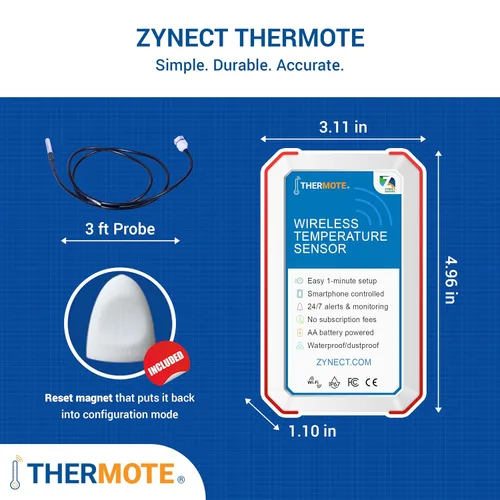 Vista 7 de Sensor de temperatura remoto inalámbrico Thermote. Monitor de temperatura con termómetro WiFi. Alertas de texto/correo electrónico 24/7. Monitoreo e