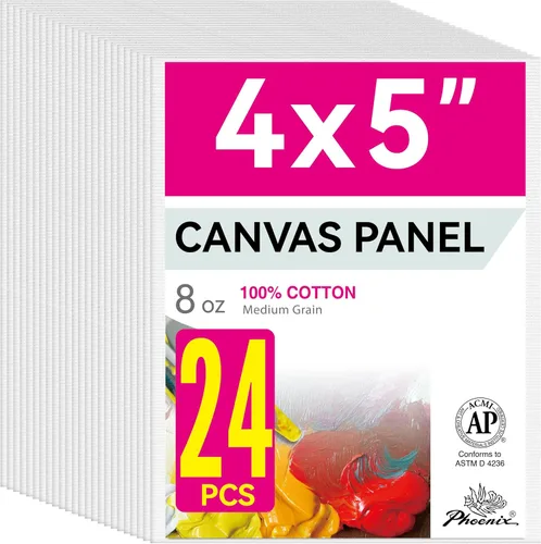Vista 20 de PHOENIX Paneles de Lienzo Pequeños para Pintura de 3x5 Pulgadas, Paquete de Valor de 12 Unidades - 8 Oz Triple Imprimado 100% Algodón Libre de Ácido