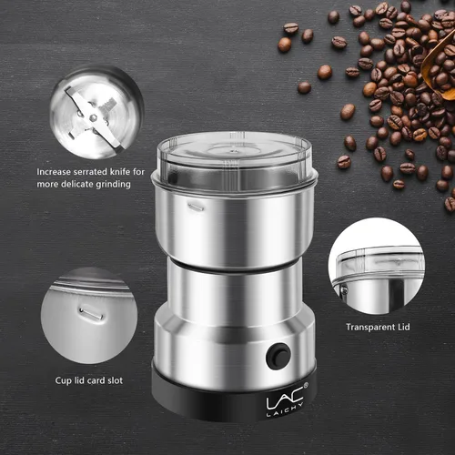 Vista 7 de Molinillo de café eléctrico y molinillo de especias, molinillo rápido de 150 W con cuchillas de acero inoxidable para granos de café, especias
