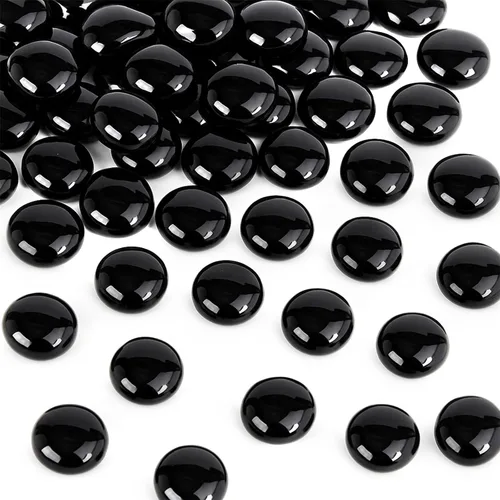 FUTUREPLUSX Canicas de vidrio plano negro de 1 libra, relleno de jarrón de guijarros de vidrio, cuentas oscuras, pecera, gema decorativa para mesa