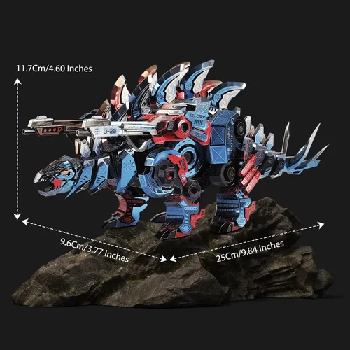 Vista 5 de Microworld Rompecabezas de metal 3D, kit de modelo de metal de estegosaurio mecánico, rompecabezas 3D de desafío de bricolaje para adultos