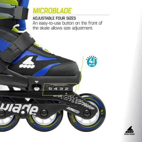 Vista 4 de Rollerblade Microblade - Patines en línea ajustables para niños, para jóvenes, rendimiento juvenil